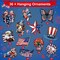 36 Pcs 4th of July Wooden Ornaments,Memorial Day Red White Blue Christmas Tree Decorations American Flag Bald Eagle Star Badge Hanging Ornaments for Independence Day Party
